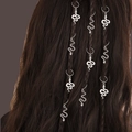 Silver snake-shaped metal hair rings for braids decorations on dark brown hair - Set of 10 as Shown