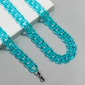 Hellblaue, durchscheinende Acryl-Brillenkette mit silbernen Federringen - See Blau