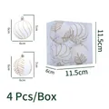 Set of 4 white flocked Christmas balls with golden glitter patterns and 6cm diameter - 4-Pack / White Flocking Tree Pattern