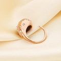 Close-up of rose gold water drop ring with sparkling crystals on champagne silk background - Rose Gold White Zircon (KR112030-HR)