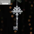 Transparent acrylic Christmas key ornament with glitter finish hanging on tree branch - Key (20g)
