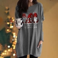 Dunkelgraues Langarmkleid zu Weihnachten mit Zwergen-Print und Seitentaschen - S / Kleider / Grau