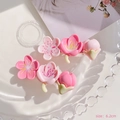 Pink and yellow cherry blossom hair clips in 6.2cm size for y2k dopamine style - Three Flowers Clips (Pair)
