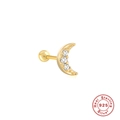 Goldene Mondsichel-Ohrstecker aus 925er Sterlingsilber mit funkelnden Kristallen - Goldener Mond Klarer Stein