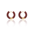 French style 18K gold plated titanium hoop earrings with burgundy enamel glaze finish - Burgundy