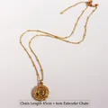 Collier doré avec pendentif pièce portrait double face, chaîne à billes 45cm ajustable - Style de Chaîne