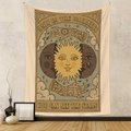 Detailed close-up of Bohemian celestial tapestry with sun, moon, and hand motifs on a wall - 73X95CM / Sun & Moon Hand - Brushed Fabric