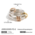 Detailansicht des mehrlagigen Edelstahlrings mit Abmessungen und Gewichtsangaben im Bild - Gold und Silber Gespleißter Stil (JDR0102009-PS-8)