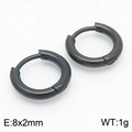 Orecchini a cerchio minimalisti in acciaio inossidabile nero lucido, misura 8x2mm - 8mm / Nero