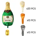 Champagnerflasche Folienballon Set mit orangen cremefarbenen und silbernen Ballons - Champagnerflasche und Latex-Ballon-Dekorationsset