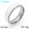 Anello in tungsteno da 7mm con inserto in smalto bianco e finitura argento, peso 12g - US 9 / Stile Acciaio al Tungsteno Ceramica Bianca (KR114248-TS)