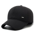Men's winter baseball cap in black featuring ear flaps and metal Z-logo decoration - Adjustable / Black