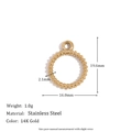 Polka Dot Beaded Round Ring Pendant - Gold