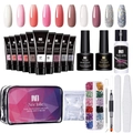 Nail extension gel kit with 10 colors and complete professional tools for manicure sets - 10 Color Set (Makeup Bag)
