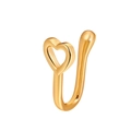 Gold plated U-shaped non-piercing heart nose cuff with polished finish on white background - Hollow Heart Style (G-231) / Gold