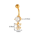 Gold stainless steel belly ring with zirconia butterfly pendant and size measurements - Butterfly Style (2612-2#) / Gold