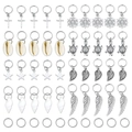 Vielfalt an silbernen Metallanhängern und Muscheln für DIY-Haarzopf-Accessoires - 50er-Set Silber
