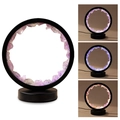 Natural amethyst cluster night light with black circular frame and USB powered base - Brazilian Purple (three Colors With Black Border) / Brown Kraft Paper Box Packaging (17*10.5*20.5cm)