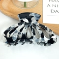 Elegante pinza per capelli in acetato da 8 cm con trama in marmo bianco e nero - Nero e Bianco