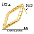 Detailed dimensions of gold stainless steel geometric bamboo textured earrings - Rhombus Bamboo Texture-Gold