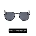 Retro small square sunglasses with slim black metal frames and dark grey lenses - Black Frame Grey Lens