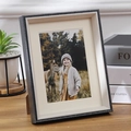 Minimalist dark grey photo frame with white mat for tabletop display or wall mounting - 8 inch (15*20cm) / Dark Cyan