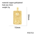 Gold plated copper tarot pendant with sun relief and zircon, sized 15x30mm - Moon