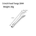 5-Zoll-Lebensmittelzange aus 304 Edelstahl, 13 cm lang mit rutschfestem Griff und 30 g - 304-Edelstahl / 5 Zoll / Silber