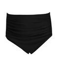Two-piece black high waisted ruched bikini bottom for girls with stretchy swim fabric - Black Ruffled Bottom