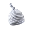 Detailed close-up of a soft grey and white striped newborn baby beanie with a top knot - Grey and White Stripes