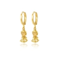 Golden hoop earrings with cute cartoon princess pendant featuring sparkling yellow zircons - Yellow Gemstone Doll (Style 7)