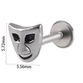 Silver stainless steel stud earring with a smiley face mask design measuring 5.7mm - Smile Mask (#6) / 1.2*8mm / Silver