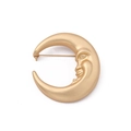 Baroque style gold crescent moon face brooch with elegant matte brushed metal texture - Crescent Face