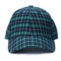 Classic green and blue plaid cotton baseball cap in retro British checkered style - Adjustable / Green