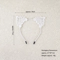 Cerchietto con orecchie di gatto in pizzo bianco per costume con dimensioni dettagliate - Orecchie di gatto in pizzo bianco