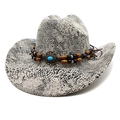 Cappello da cowboy stile western con motivo a serpente e perline in legno e turchese - M (56-58cm) / Motivo Serpente Grigio