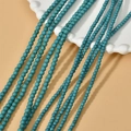 Strands of 3-4mm turquoise round beads displayed on a white wavy plate for DIY jewelry making - 16# 4mm Retro Green (Approx 100pcs)