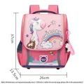Pink unicorn cartoon school bag for girls, waterproof canvas backpack size 37x26x13.5cm - Large (Suitable for Grades 1-3) / Watermelon Red