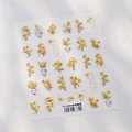 Nagelstickers TS-3905 met gouden osmanthus bloemen en blauwe porseleinen vazen - Gouden Osmanthus Geur (TS-3905)