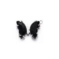 Silver-plated pendant featuring a black crystal butterfly with zircon stone inlay - Black