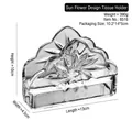 Transparent embossed glass napkin holder with sunflower texture and wave edge design - Glass Napkin Holder - Triangle Pointed Sunflower
