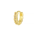 Chic gold huggie earring with segmented geometric design and baguette zircon stones - Snake Scale Texture Style (EK00198) / Gold