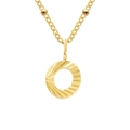 18k gold plated titanium steel necklace with round textured alphabet letter pendant - Letter O / Gold