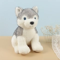 Süßer Husky-Plüschhund in sitzender Pose mit grau-weißem Fell und blauen Augen - Grau Sitzend / 20*17cm