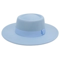 Eleganter hellblauer Filzhut mit breiter Krempe und passendem Ripsband-Dekor - Erwachsene (57-60cm) / Himmelblau