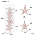 Pink star Christmas ornaments set with glitter texture and detailed dimensions - Pink Star Shape (6 Pcs/Box)