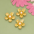 18k gold plated five-petal flower pendant with yellow and white zircon for DIY jewelry - Yellow