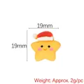 Yellow Christmas star resin charm with red hat for DIY hair clips and jewelry, 19mm size - Christmas Hat Star