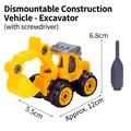 DIY assembly excavator cake topper toy with yellow finish and screwdriver tool - Yellow Excavator with Screwdriver