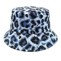 Nahaufnahme des blauen Fischerhuts mit Leopardenmuster und feiner Naht an der Krempe - M (56-58cm) / Blau Schwarz Leopard Stil (2#)